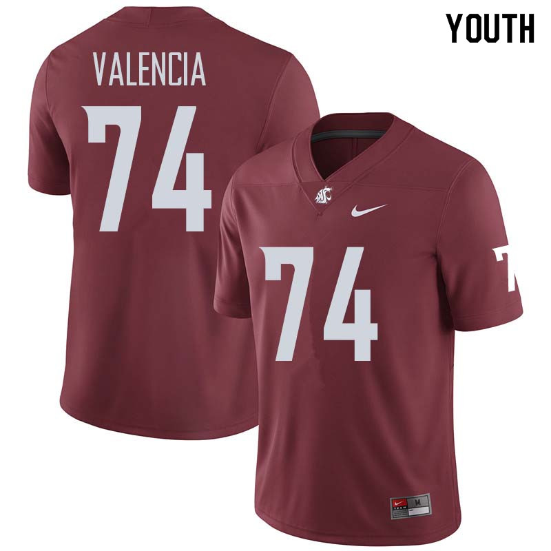 Youth #74 Robert Valencia Washington State Cougars College Football Jerseys Sale-Crimson